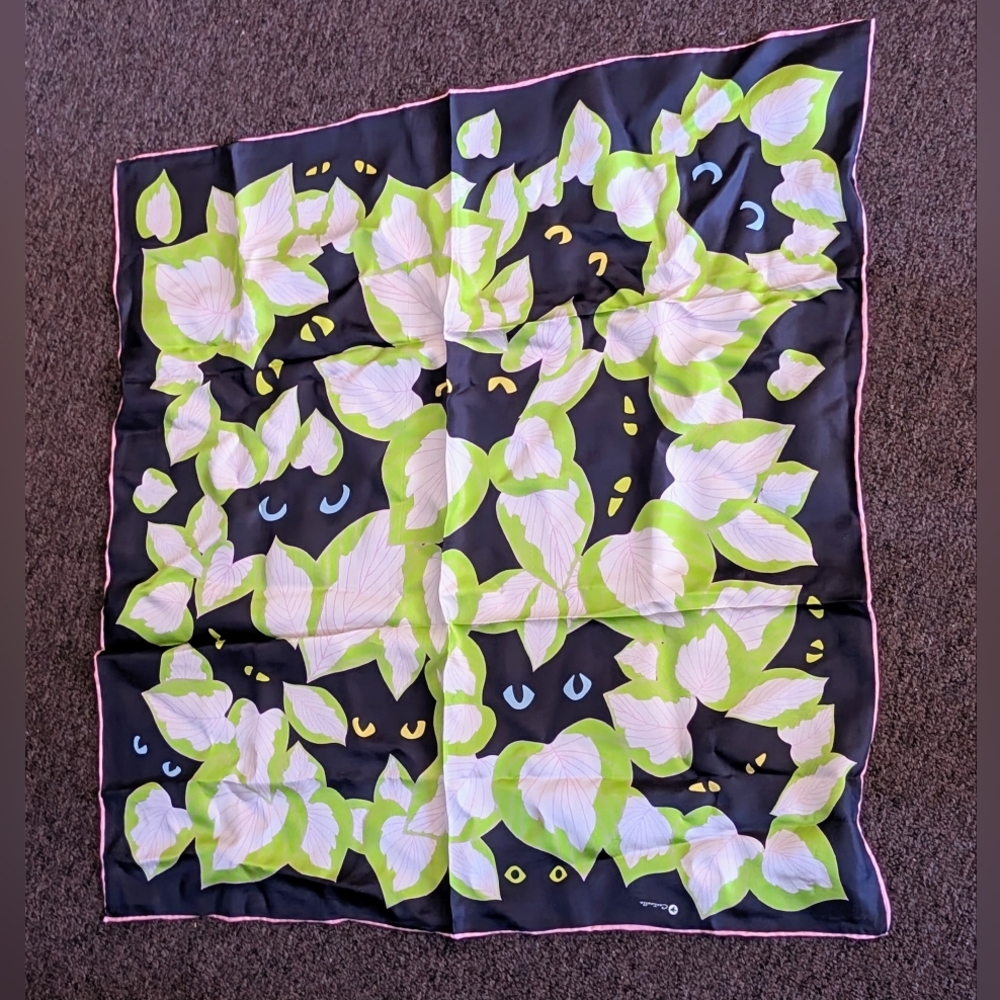NWT Centinelle Plants and Cat Eyes 100% Silk Bandana Scarf